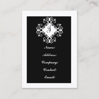 Tarjetas de visita de Monograma Blanco y Negro de 