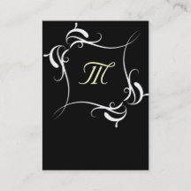 Tarjetas de visita de Monograma Blanco y Negro de 