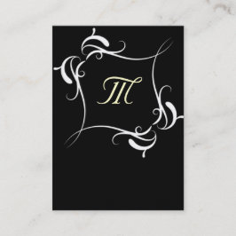 Tarjetas de visita de Monograma Blanco y Negro de 