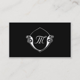 Tarjetas de visita de Monograma Blanco y Negro de 