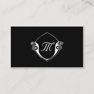 Tarjetas de visita de Monograma Blanco y Negro de