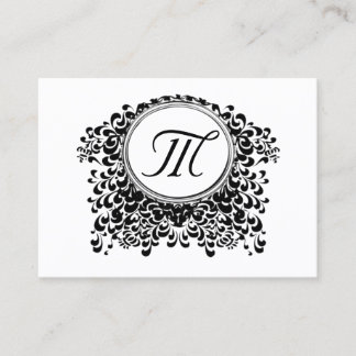 Tarjetas de visita de Monograma Blanco y Negro de
