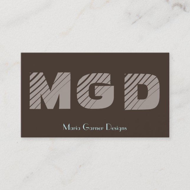Tarjetas de visita de monograma marrón personaliza (Anverso)
