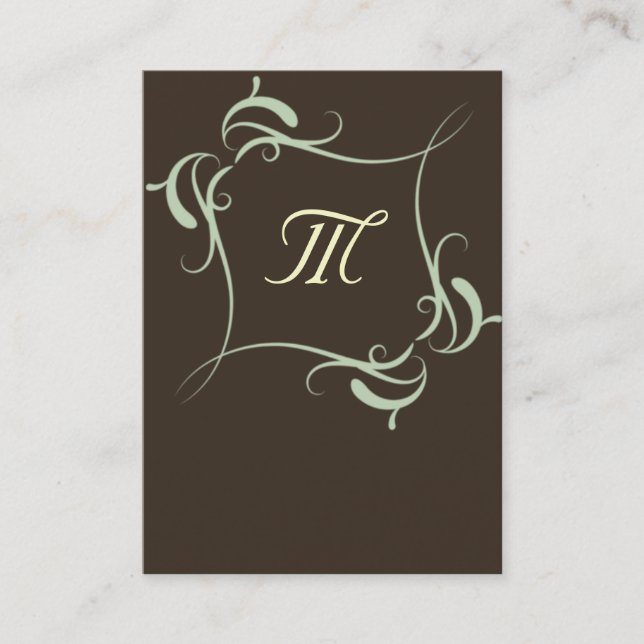 Tarjetas de visita de monograma marrón personaliza (Anverso)