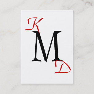 Tarjetas de visita de monograma negro y rojo perso