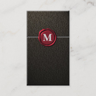 Tarjetas de visita de monograma negro y rojo perso