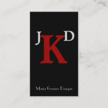Tarjetas de visita de monograma negro y rojo perso