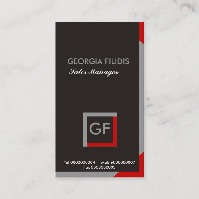 Tarjetas de visita de monograma sencillo (Anverso)