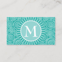 Tarjetas de visita de Monograma Turquesa - Espiral