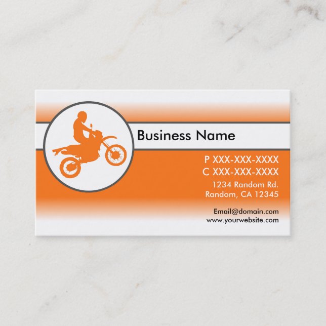 tarjetas de visita de motocross blanco naranja (Anverso)