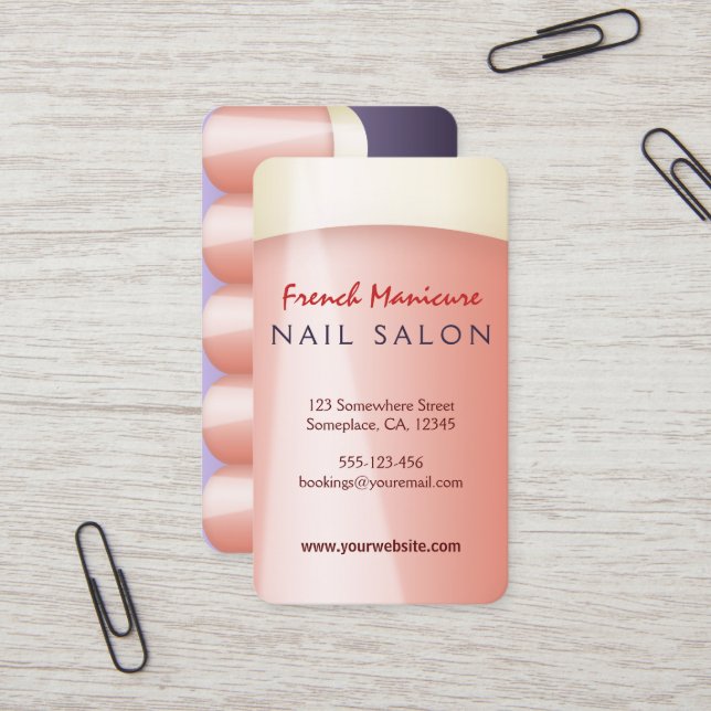 Tarjetas de visita de Nail Salon de Manicure (Anverso/Reverso In Situ)
