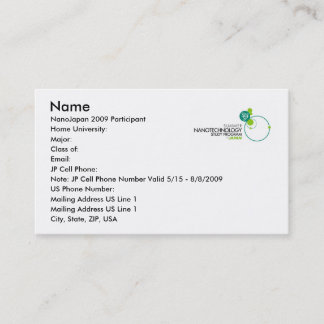 Tarjetas de visita de NanoJapan