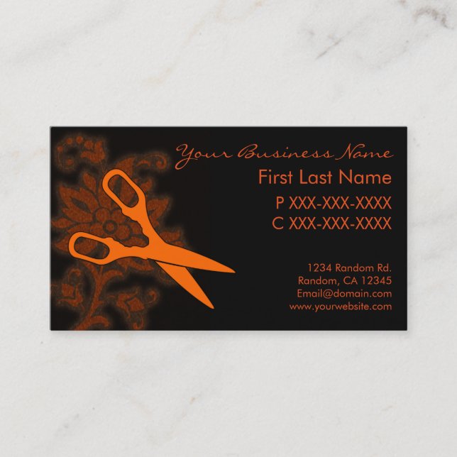 tarjetas de visita de naranja purpurina giratoria  (Anverso)