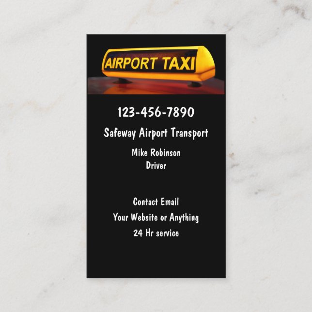 Tarjetas de visita de negocios Airport Taxi Transp (Anverso)