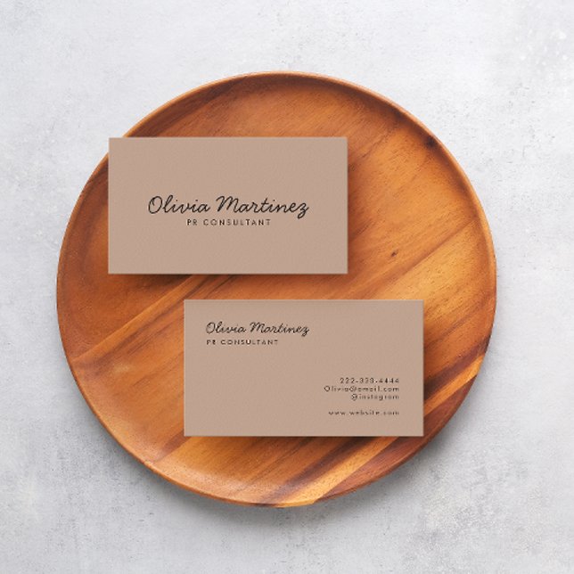 Tarjetas de visita de negocios modernas | Elevar t (A modern almond business card with elegant script and modern font. )