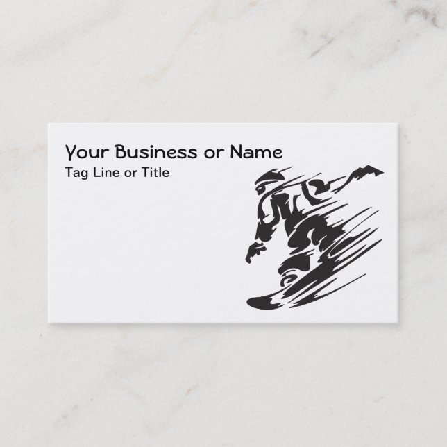 Tarjetas de visita de negocios Silhouette Snowboar (Anverso)