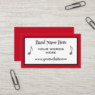 Tarjetas de visita de notas de música de banda de