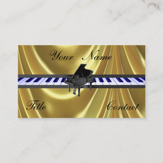 Tarjetas de visita de oro del oro del piano de (Anverso)