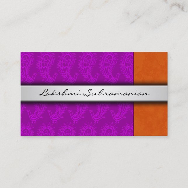 Tarjetas de visita de paisley Peacocks de India (Anverso)