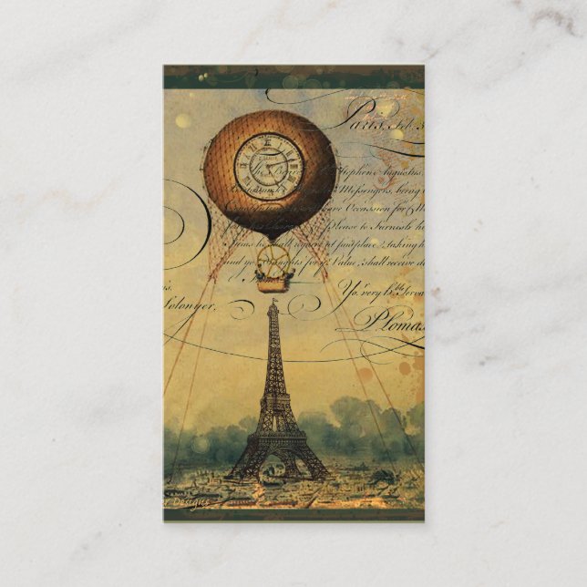 Tarjetas de visita de perfil Steampunk Eiffel Towe (Anverso)