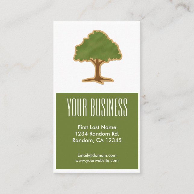 Tarjetas de visita de personalizable de árbol verd (Anverso)