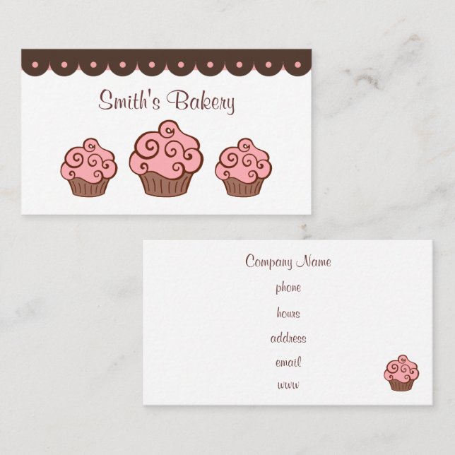 Tarjetas de visita de personalizado Cupakes (Anverso / Reverso)