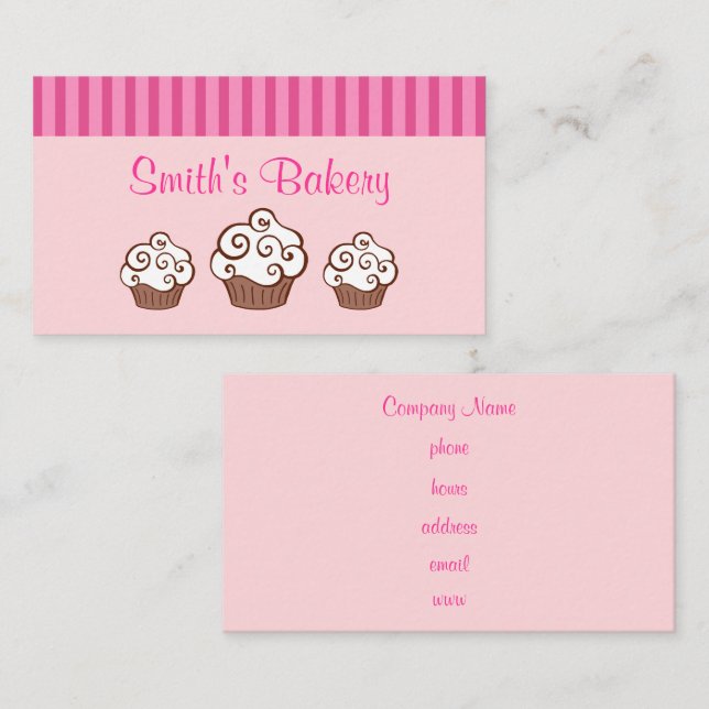 Tarjetas de visita de personalizado Cupakes (Anverso / Reverso)