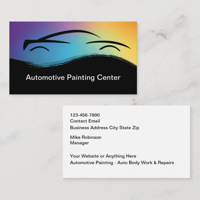 Tarjetas de visita de pintura y colisión para auto (Anverso / Reverso)