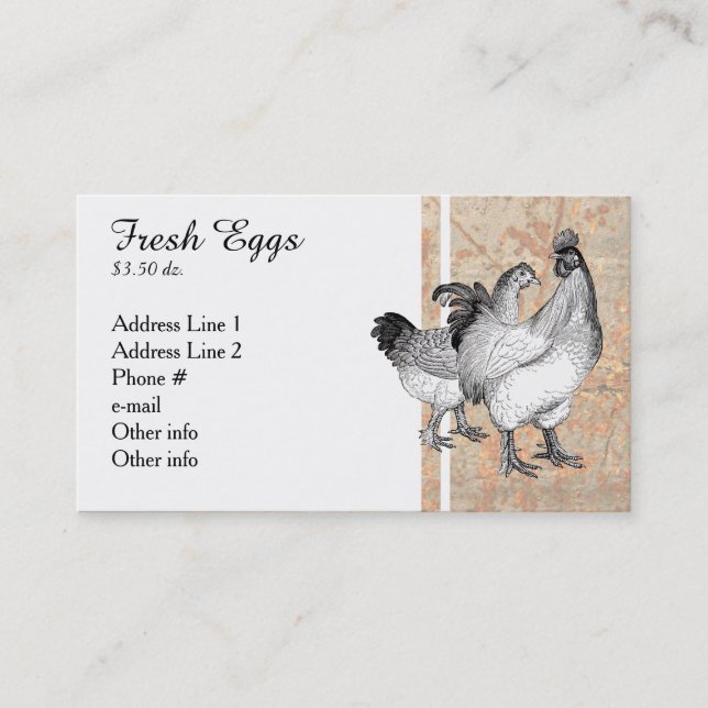 Tarjetas de visita de pollo de época (Anverso)