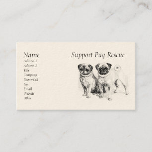 Tarjetas de visita de Pugs preciosos de personaliz