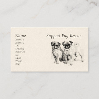 Tarjetas de visita de Pugs preciosos de personaliz