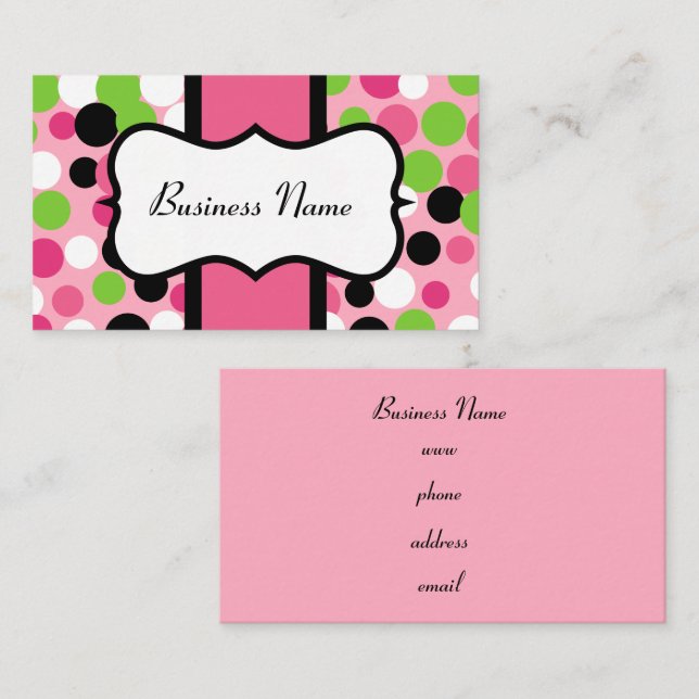 Tarjetas de visita de puntos de conexión rosa y li (Anverso / Reverso)