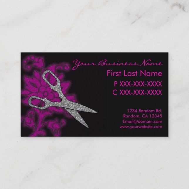 Tarjetas de visita de purpurina rosado de plata gi (Anverso)