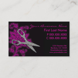 Tarjetas de visita de purpurina rosado de plata gi