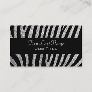 Tarjetas de visita de rayas de cebra de purpurina 