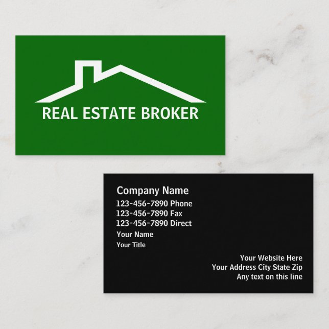 Tarjetas de visita de Real Estate Broker (Anverso / Reverso)
