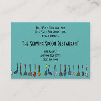 Tarjetas de visita de restaurante de la cuchara de