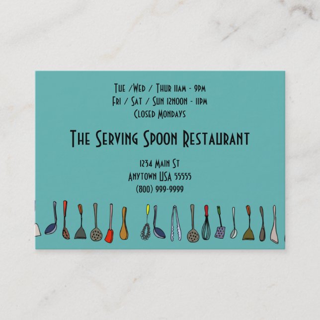 Tarjetas de visita de restaurante de la cuchara de (Anverso)
