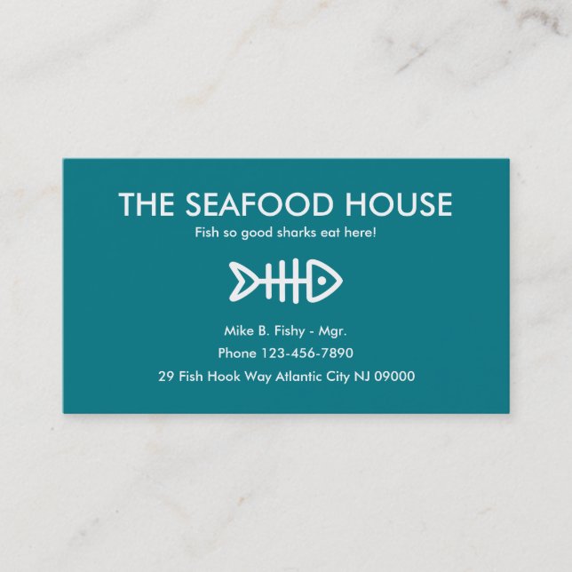 Tarjetas de visita de restaurante de los mariscos (Anverso)