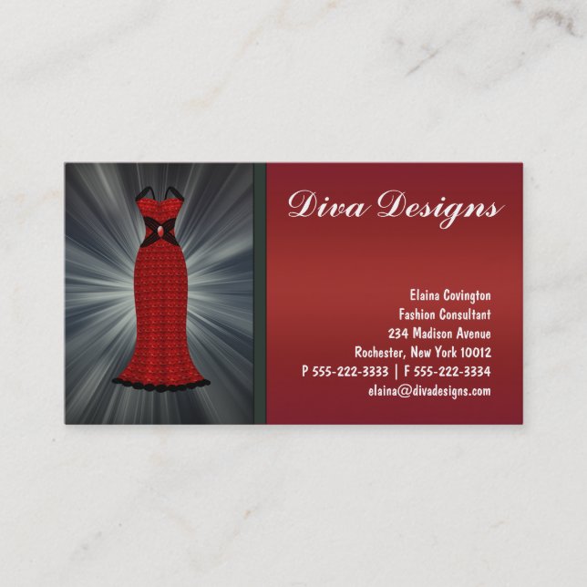 Tarjetas de visita de ropa roja (Anverso)