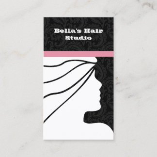 Tarjetas de visita de salón rosa con cita posterio