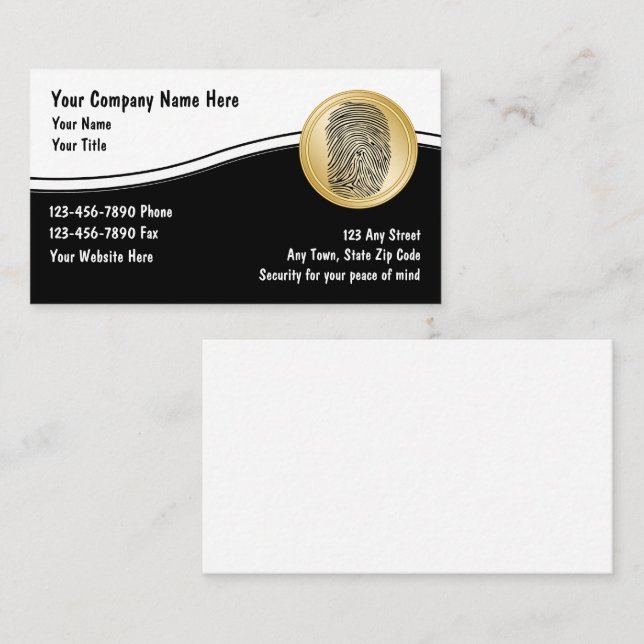 Tarjetas de visita de seguridad (Anverso / Reverso)