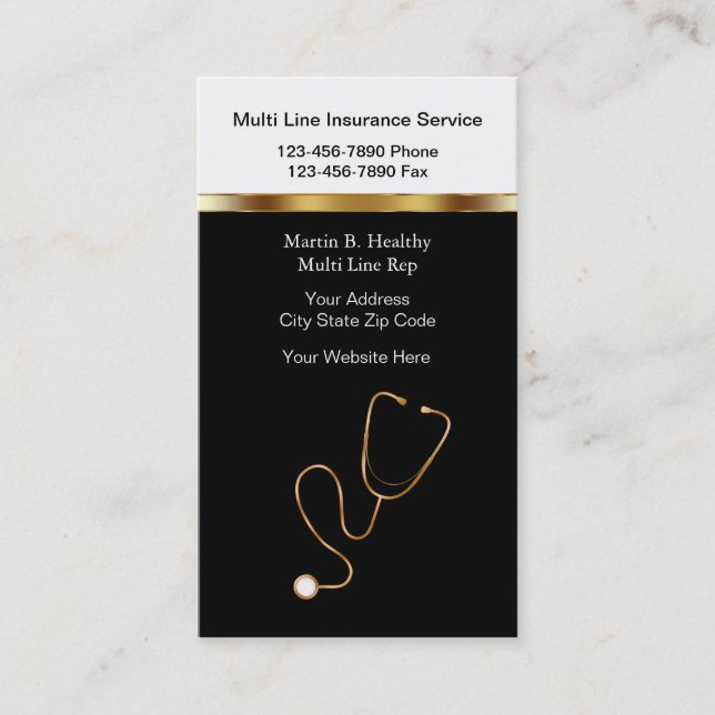 Tarjetas de visita de seguro médico (Anverso)