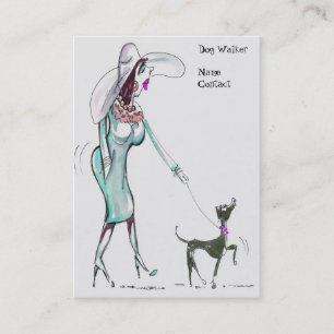 Tarjetas de visita de señora Walking Dog Jubby