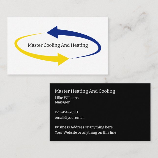 Tarjetas de visita de servicio de aire acondiciona (Anverso / Reverso)