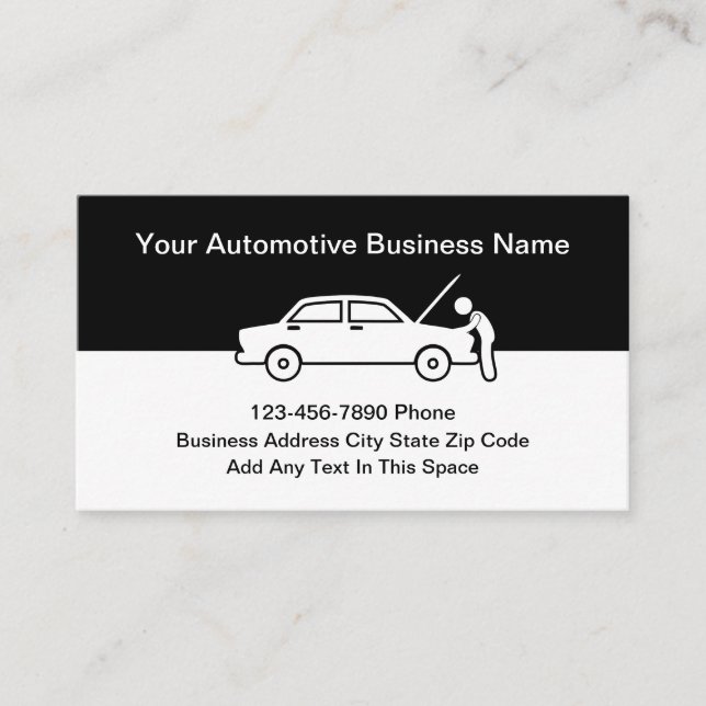 Tarjetas de visita de servicio de automoción senci (Anverso)