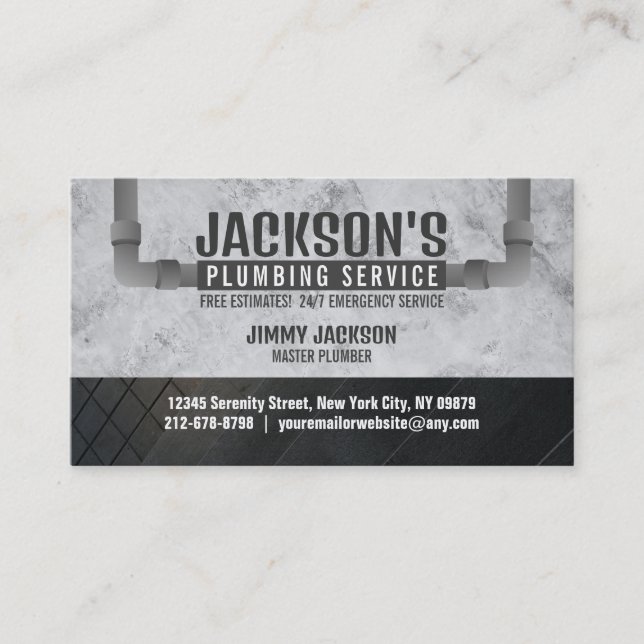 Tarjetas de visita de servicio de fontanería con e (Anverso)