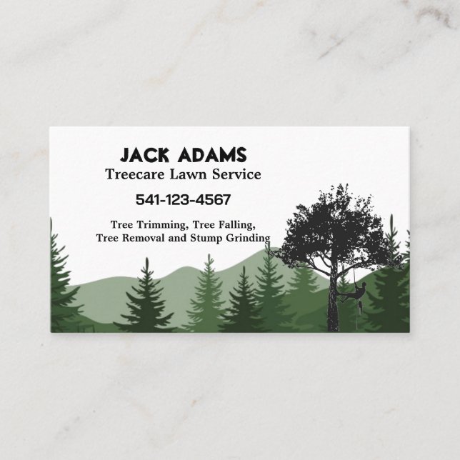 Tarjetas de visita de servicio de jardín Treecare (Anverso)
