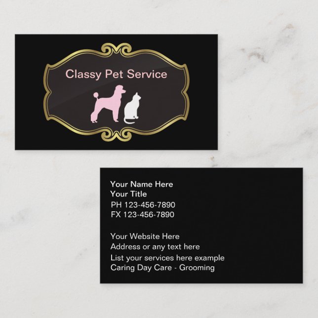 Tarjetas de visita de servicio de mascota (Anverso / Reverso)