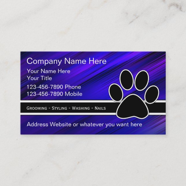 Tarjetas de visita de servicio de Mascota de moda (Anverso)